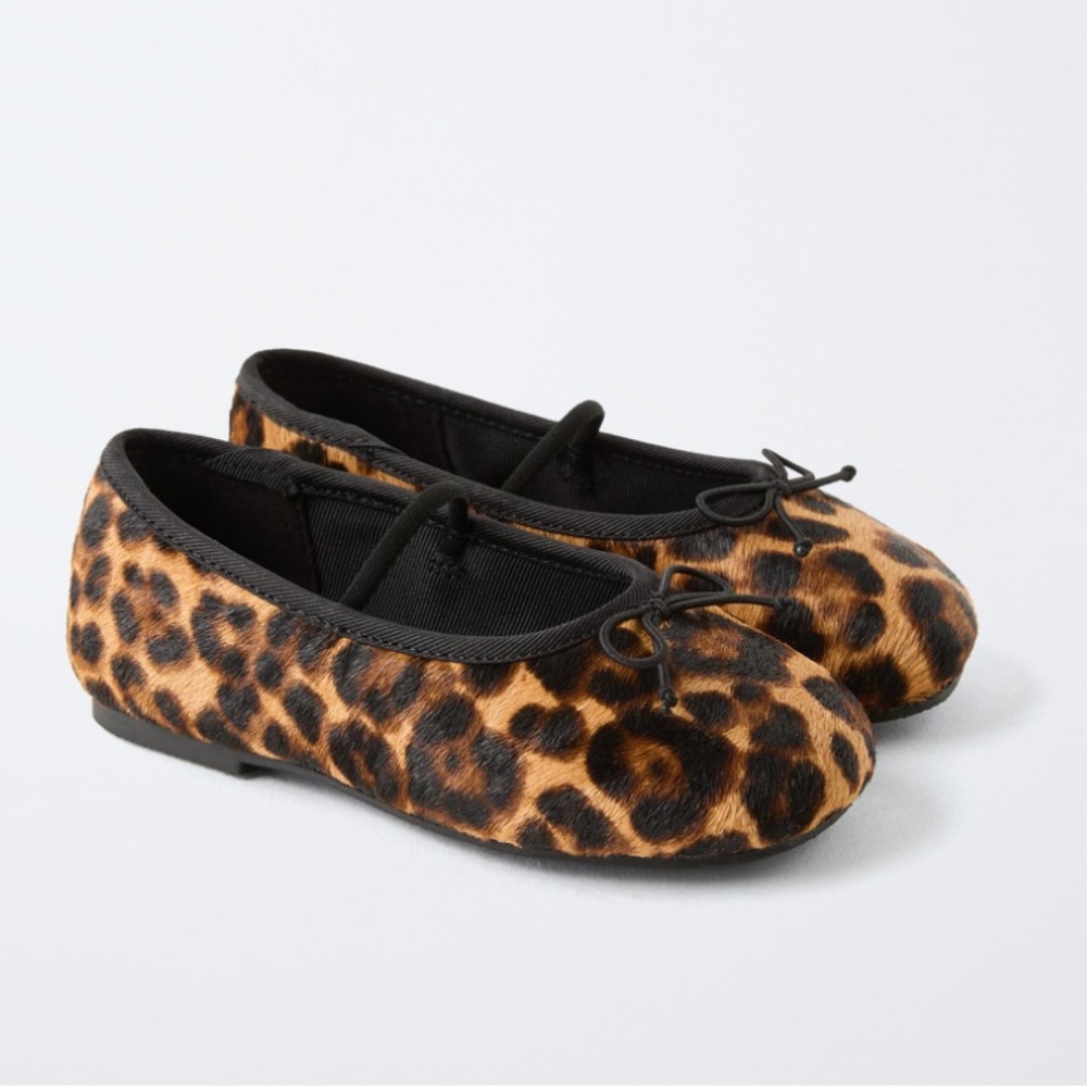 ZARA LEATHER KIDS LEPORDES PRINTITED BALLERINA SHOES - Picture 6 of 8